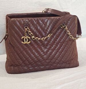 Chanel Surpique CC Charm Tote Iridescent Calfskin Bag Suede